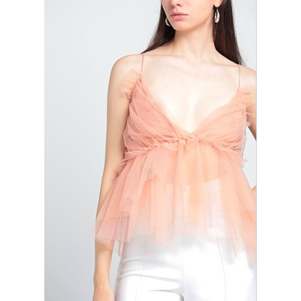 FORTE FORTE Tulle Flounce Top Rose Pink Womens Size 1 US 4